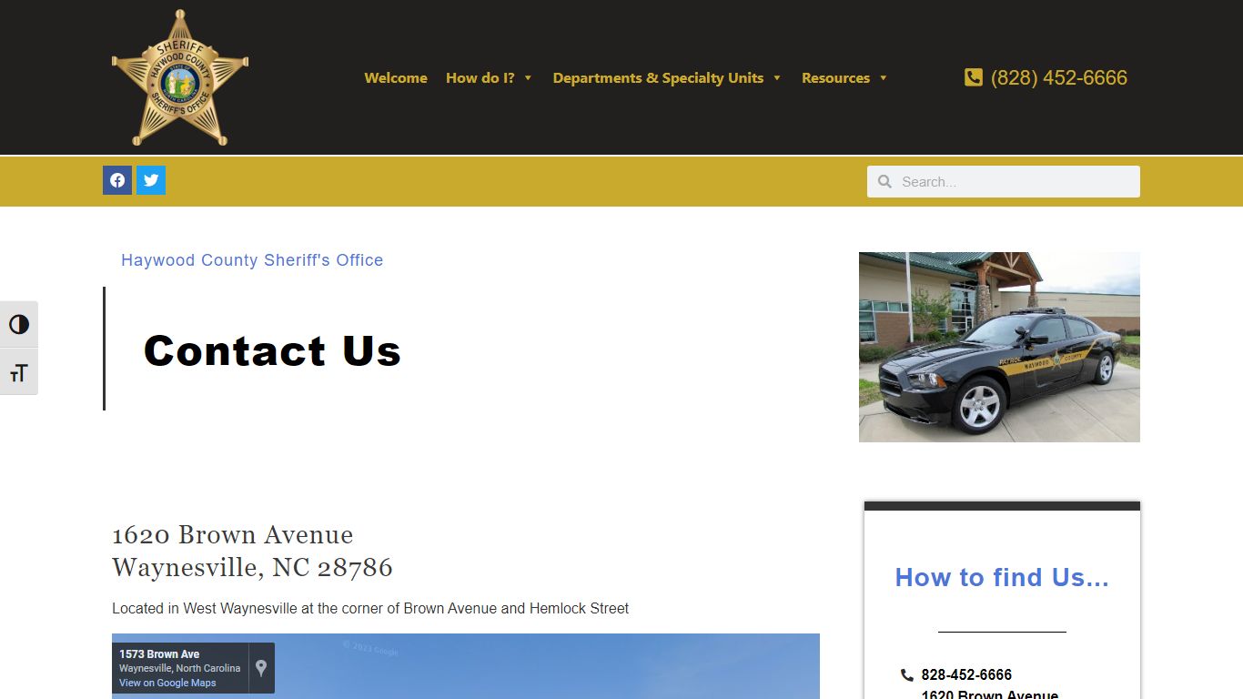 Contact Information for The Haywood County Sheriff’s Office